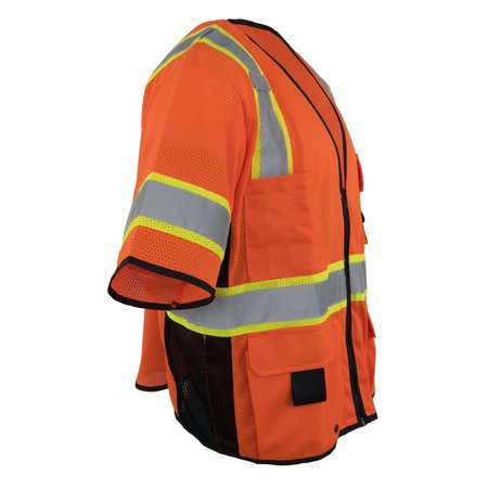 Ironwear Polyester Mesh Safety Vest Class 3 w/ Zipper & Radio Clips (Orange/2X-Large) 1296-OZ-RD-2XL
